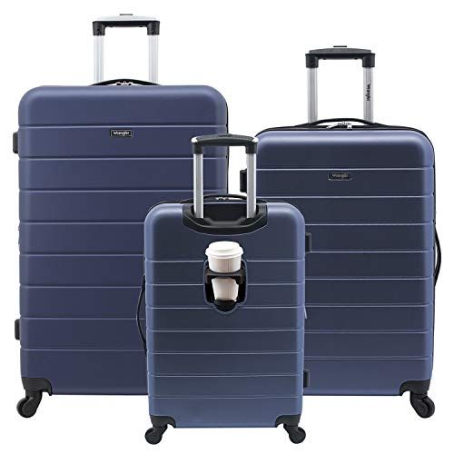 Wrangler 3-delige slimme harde spinner bagageset met USB-oplaadpoort - Donkerblauw