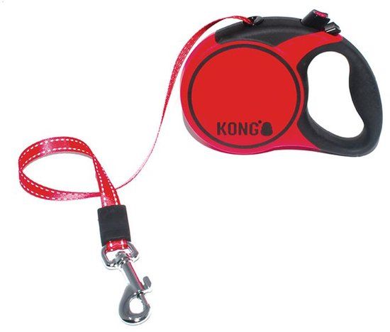 KONG Terrain Rollijn – Hondenriem – Met remsysteem - Tot 20 kg - S - 5 Meter - Rood