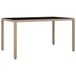 Icecat Table de jardin avec plateau en verre poly rotin et verre trempé beige