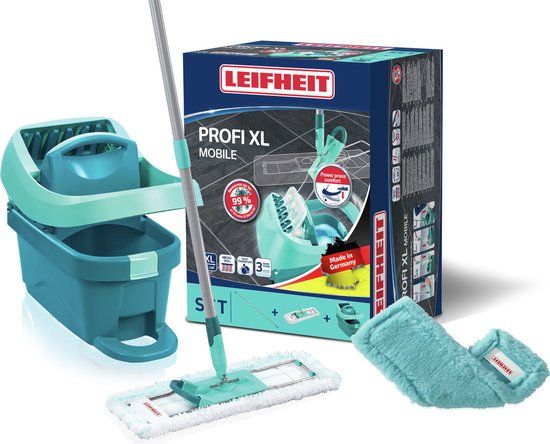 Leifheit Profi XL Vloerwisser - Compleet Systeem met Wieltjes - 42 cm - Micro Duo + Static Plus