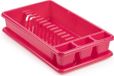 Plasticforte Afwas afdruiprek met lekbak - fuchsia roze - kunststof - 45 x 26 x 9 cm