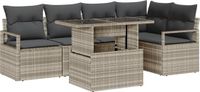 vidaXL Tuinbank Set Lichtgrijs Poly Rattan 6-delig