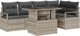 vidaXL Tuinbank Set Lichtgrijs Poly Rattan 6-delig