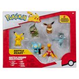 Pokémon PKW3614 Battle Figure Multipack - 6 stuks met Pikachu, pottrott, Milza, Sheinux, Evoli & Machollo, officiële figuren, elk 5 cm