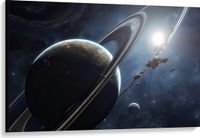 Merkloos / Sans marque Take your time Canvas - Ruimte - Planeet - Sterren - 120x80 cm Foto op Canvas Schilderij (Wanddecoratie op Canvas)