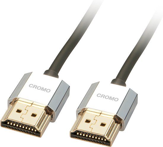 Lindy CROMO Slim High Speed HDMI Cable with Ethernet - HDMI (M) naar HDMI (M) - 2 m - Grijs