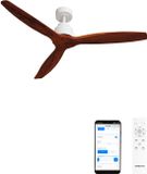 Create WIND STYLANCE Plafondventilator - Wit / Donker houtlook - 40W - Ø132cm - WiFi + Afstandsbediening
