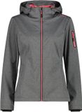 CMP Dames softshell waterdichte jas met capuchon - Antracite Mel-Coral - S