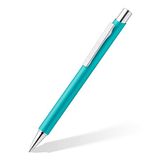 Staedtler Balpen elegant, metalen schacht, duurzaam, verwisselbare M vulling, onuitwisbaar, schrijfkleur blauw, 10 balpen in turquoise in kartonnen etui, 421 45-35