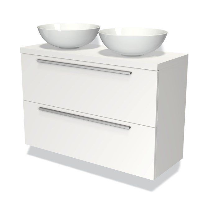 Maxaro Badkamermeubel Modulo Plato Slim Mat Wit 100cm 2 Lades
