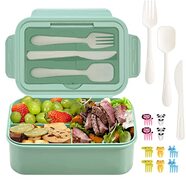 JORTINE Lunchbox met variabele vakken, broodtrommel voor volwassenen en kinderen, met onderverdeling, 1400 ml, lekvrij, broodtrommel met bestek, BPA-vrij, snackbox, bento box, lunchtrommel voor kleuterschool, school, uitstapjes, picknick