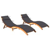 VidaXL Tuinstoel Lounge Gecapitonneerde zitting Acaciahout Antraciet 2 stuks