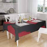 Bonamaison Tafelkleed, Anti-Mold, Sneldrogend, Waterdicht, 100% Polyester Tafellaken, rood Zwart, 140 x 160 Cm - Ontworpen en Vervaardigd in Turkije