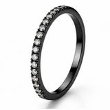 LGT JWLS Zwarte Smalle Damesring met Rij Heldere Zirkonia - 16mm