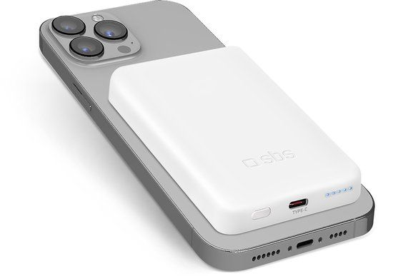 SBS TEBB5000MAG1CW - Powerbank - 5000 mAh - USB-C - MagSafe - Wit