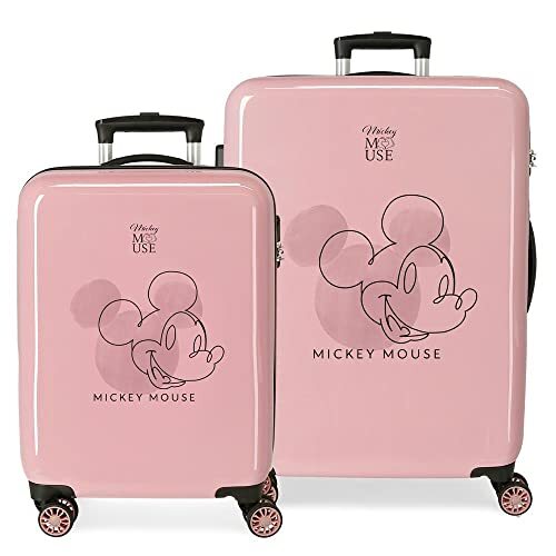 Disney Mickey Outline kofferset, roze, 55/68 cm, stijve ABS-combinatiesluiting, zijkant, 104 l, 6 kg, 4 wielen, handbagage