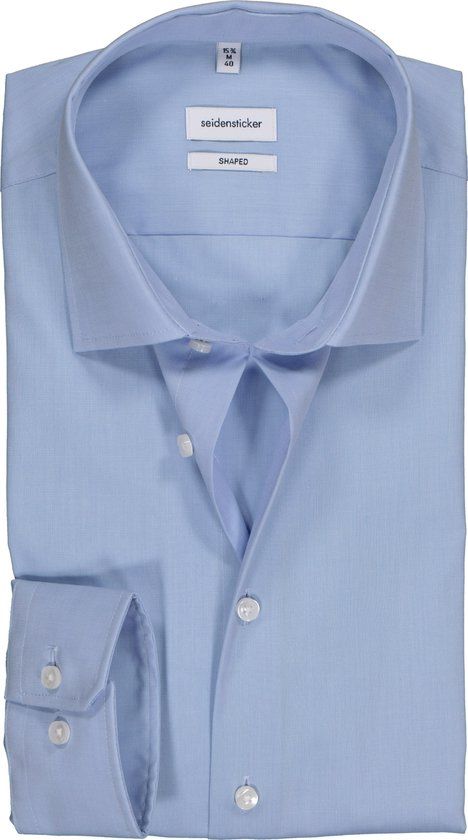 Seidensticker Shaped Fit Overhemd - Blauw Fil a Fil - Maat 38 - Heren