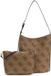 GUESS schoudertas Meridian II Bucket Bag Latte Logo Lichtbruin