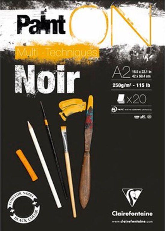 Clairefontaine Paint-ON A2 SchilderBlok - Zwart - 250 g - 20 stuks