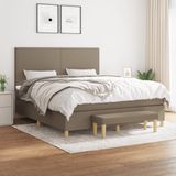 vidaXL Boxspring met matras, stof, taupe, 180x200 cm