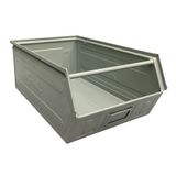 Bac de rangement empilable en métal - Modèle laqué gris - Longueur 500 à 700 mm