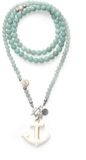 Heaven Eleven ketting natuursteen Amazoniet met een anker van hertegewei