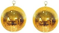 Merkloos 2x Disco spiegel ballen goud 30 cm