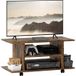 Meuble TV mobile moderne avec étagères, roulettes pivotantes et freins, 80x40x40 cm, marron rustique