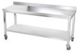 GOLDINOX plan de travail en acier inoxydable, 1800 x 600 mm, avec roulettes, qualité PREMIUM