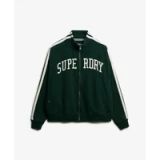 Superdry - Athletic Essentials ruim trainingsjack met rits en applicatie - Dames - Hoodies - Maat 16 - Katoen - Lange mouw - Enamel green