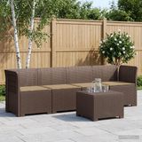 vidaXL 4-Zits Tuinbank met Kussens Rieten Look PP Bruin