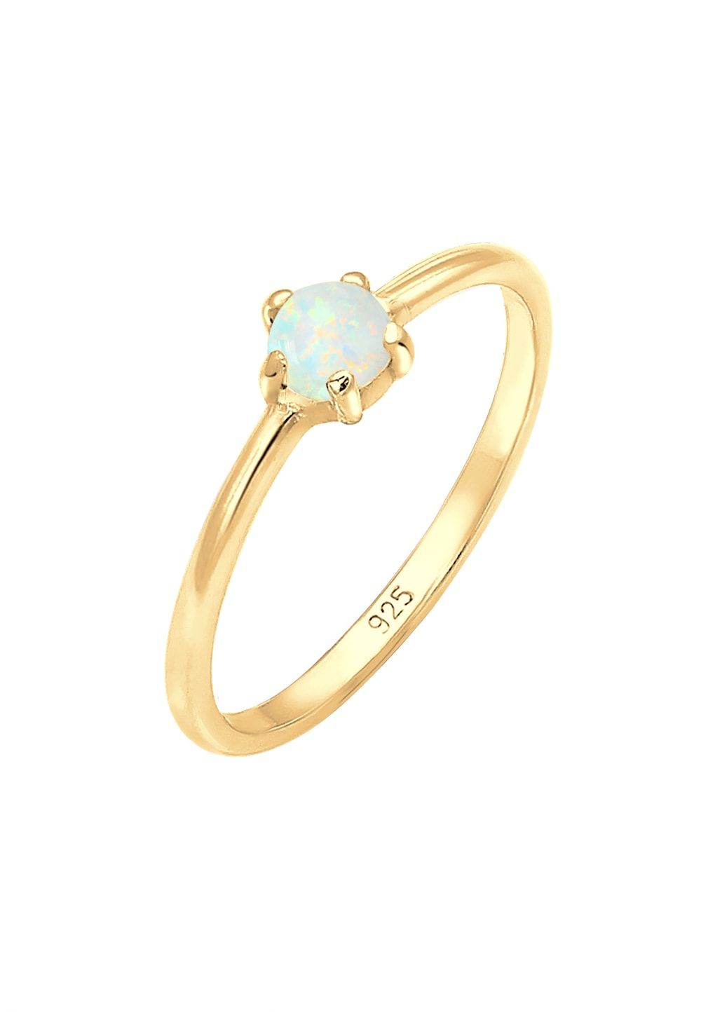 Elli Ring Dames Band Basis Geo met Synthetische Opaal in 925 Sterling Zilver
