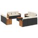 vidaXL Loungeset met kussens, polyrotan, zwart