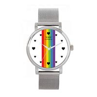 Toff London Pride Lineair horloge met witte hartjes