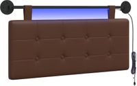 vidaXL - Hangend hoofdbord - Met LED-verlichting - Bruin - Kunstleer
