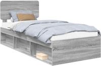 vidaXL Bedframe Grijs Sonoma Massief Grenenhout 100 x 200 cm