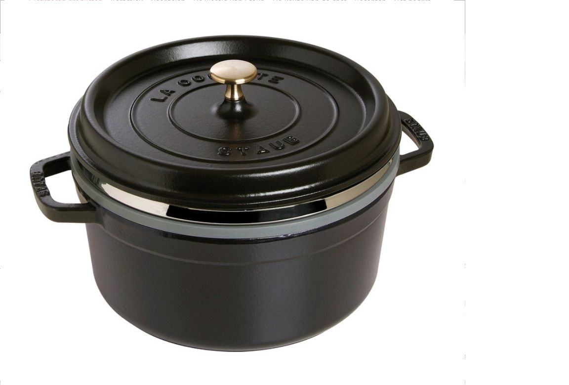 Staub Ronde Cocotte 26 cm met stoominzet - zwart - 3272340000652