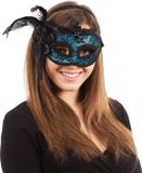 Bristol Novelty Adults Unisex Side Feather Eye Mask (Blue)