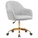 BAKAJI Bureaustoel van fluweel met gouden voet, 55 cm, extra zachte bekleding en shabby chic-stijl, ergonomische bureaustoel met gashoogteverstelling, 95-105 cm (grijs)