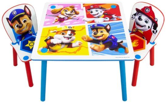 Emob Paw Patrol Kindertafel met 2 stoelen - 63x63x45 cm - Multicolor