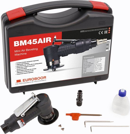 Euroboor Laskanten freesmachine BM45AIR - kleinste afschuinmachine - ontbramen en afronden van staal, RVS, aluminium