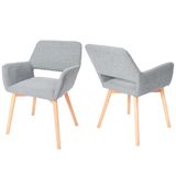 CangLong Eetkamerstoel, set van 2 - Modern, Scandinavian, Dining Chairs - Comfortabel, Duurzaam, Elegant - Grijs, Wood, Fabric