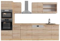 Vicco R-Line Complete keukeneenheid – 300 cm met hoge kast, zonder werkblad Sonoma/Goudkraft eik
