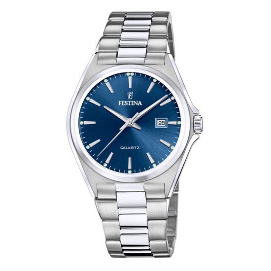 Festina Heren F20552/3 Polshorloge - Zilverkleurig - Blauw - Staal - Quartz