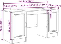 vidaXL Bureau Gerookt eiken 142,5 x 50 x 75 cm Bewerkt hout