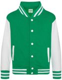 Just Hoods - Varsity Kinder Hoodie - Kelly Green/White maat 7/8 (M)