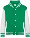 Just Hoods - Varsity Kinder Hoodie - Kelly Green/White maat 7/8 (M)