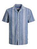 Jack & Jones Junior Overhemd Korte Mouw Gestreept Katoen/Linnen Ashley Blue