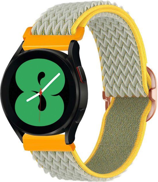 iMoshion Elastisch nylon 20 mm bandje - Groen/Geel - Geschikt voor Samsung Galaxy Watch 6/5/4/3 - Garmin Venu/2 plus/Sq - Forerunner 245/55