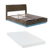 en.casa Tweepersoonsbed Tröstiar met matras en LED 160x200 cm groen